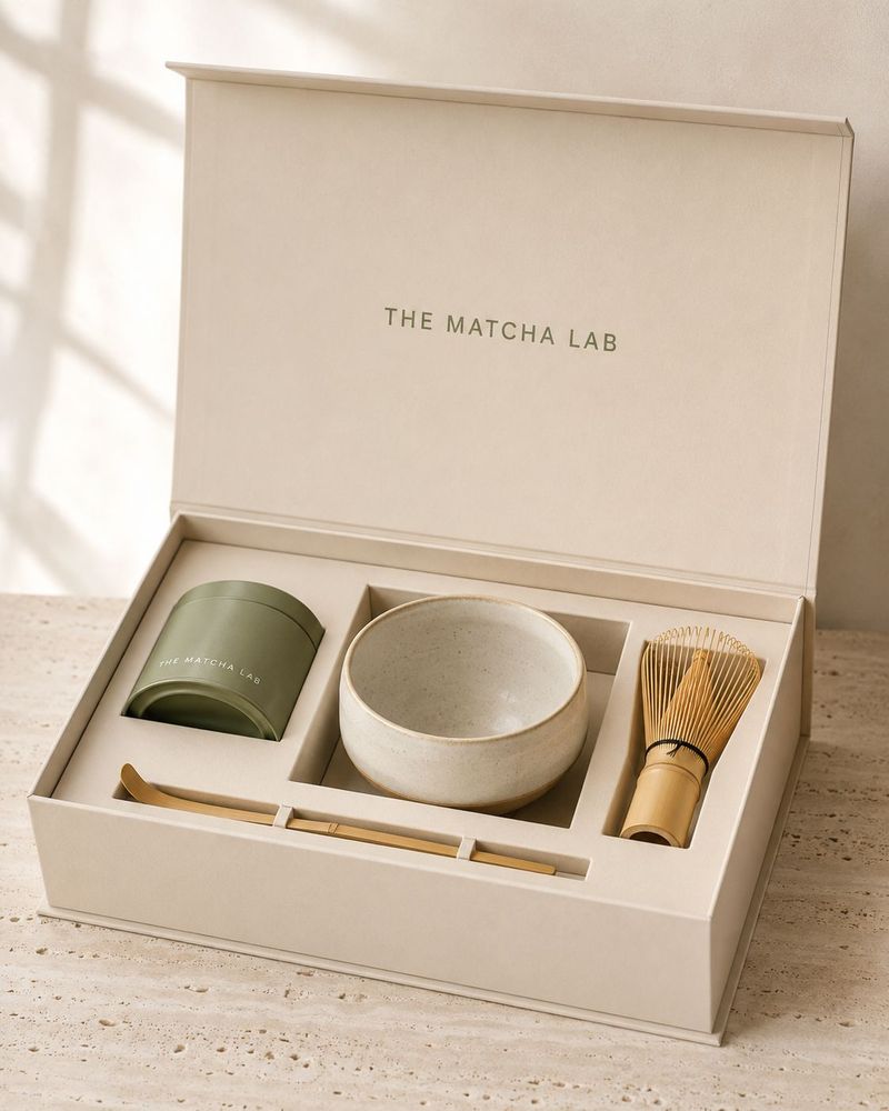 The Matcha Lab starter kit in an open gift box