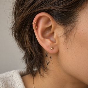Helix piercing pair with delicate gold hoops