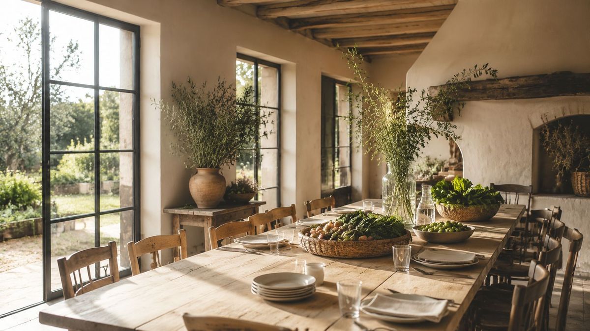 A warmly lit countryside dining room at The Garden set for evening service