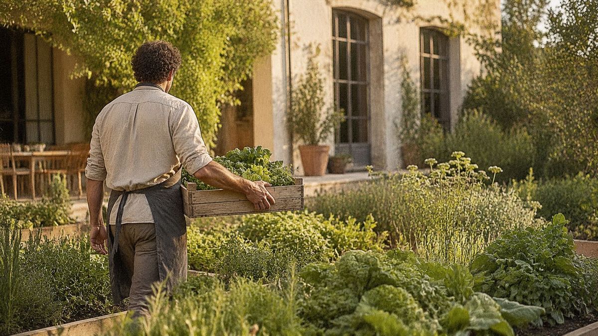 A walk through the garden's rows during the morning harvest