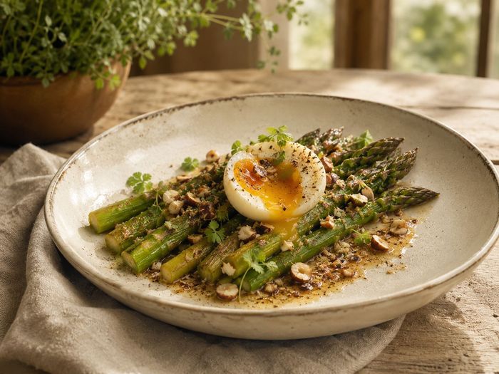 Asparagus with Brown Butter and Soft Egg