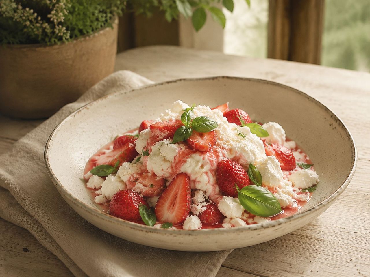 Strawberry and Basil Eton Mess