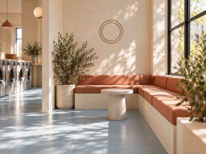 A seating nook by the window while you wait