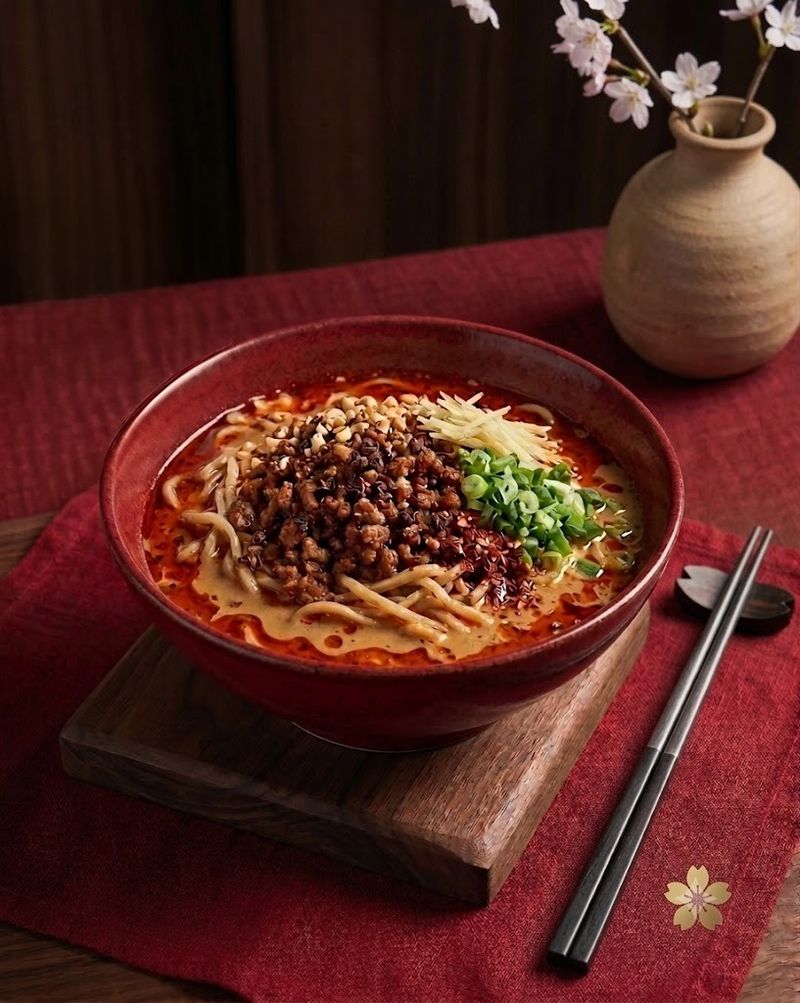 Dan dan noodles in sesame broth