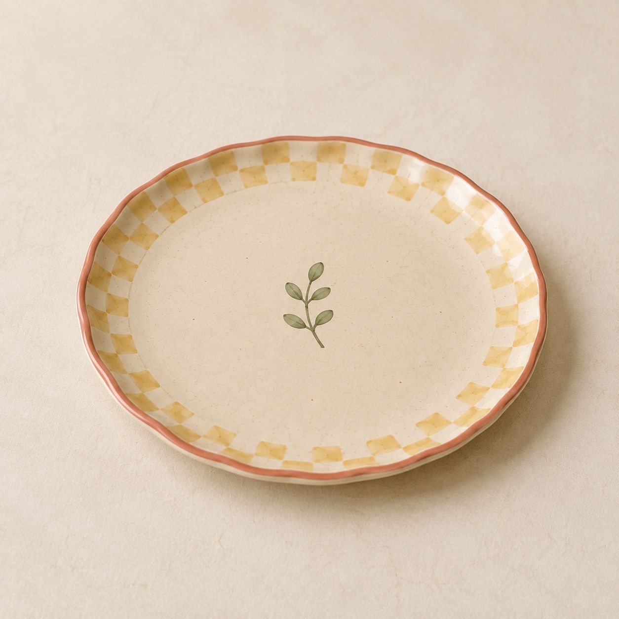 Checker Leaf Plate — handmade plates