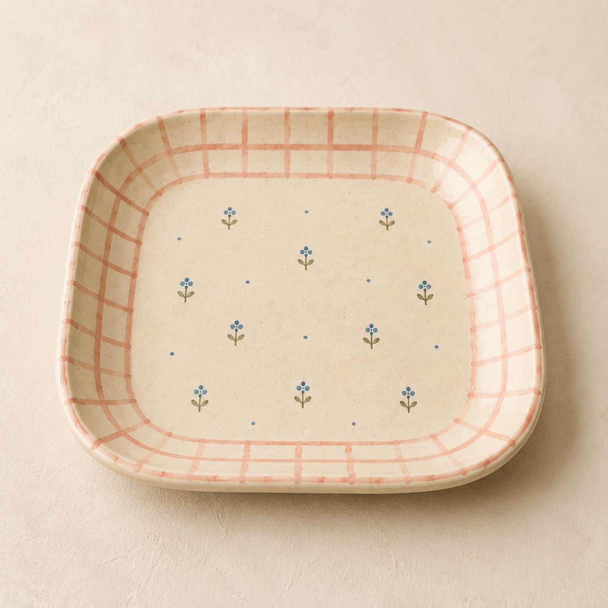 Grid Garden Square Plate — handmade plates