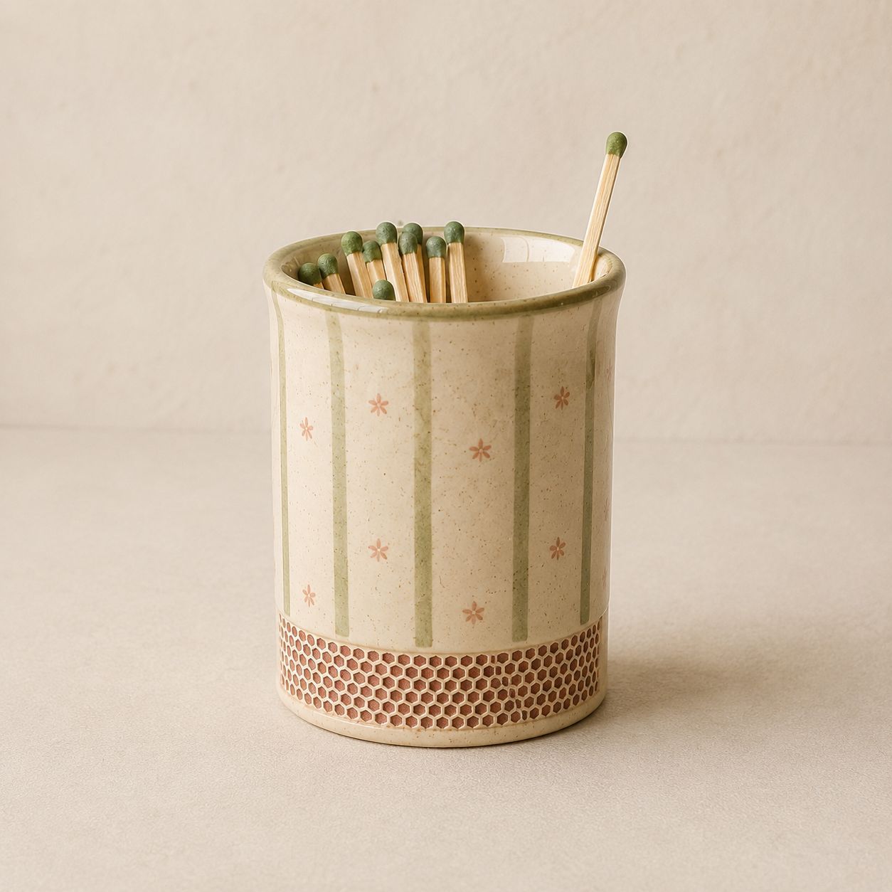 Stripe Match Holder — handmade crocks & holders