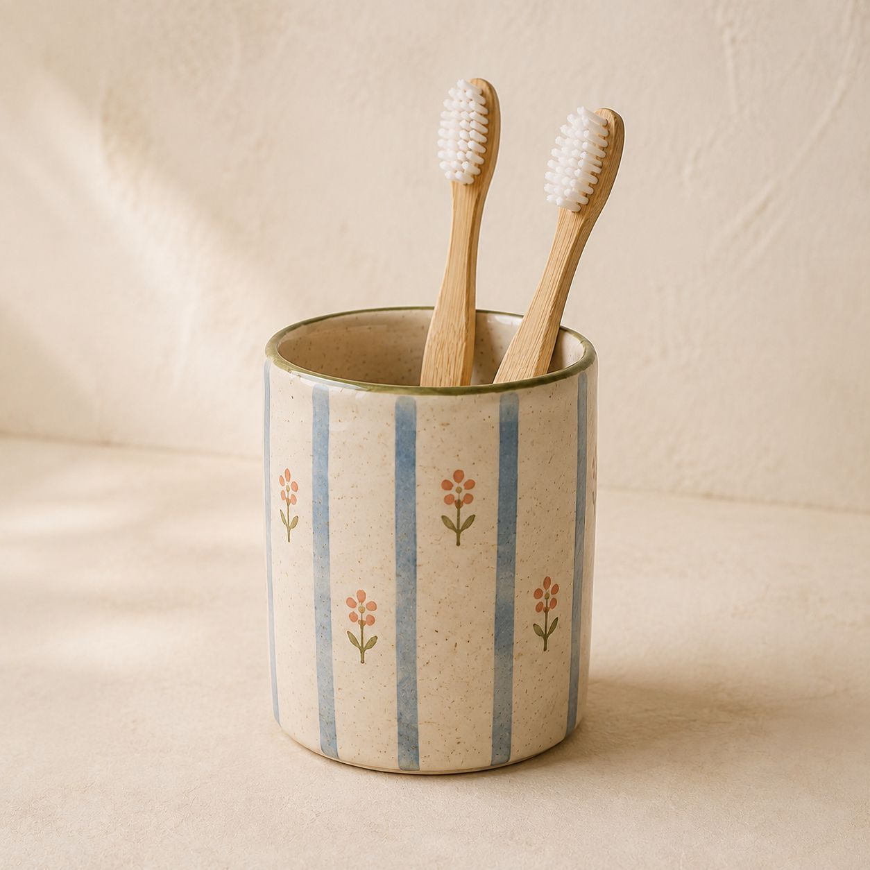 Stripe Toothbrush Cup — handmade bathroom