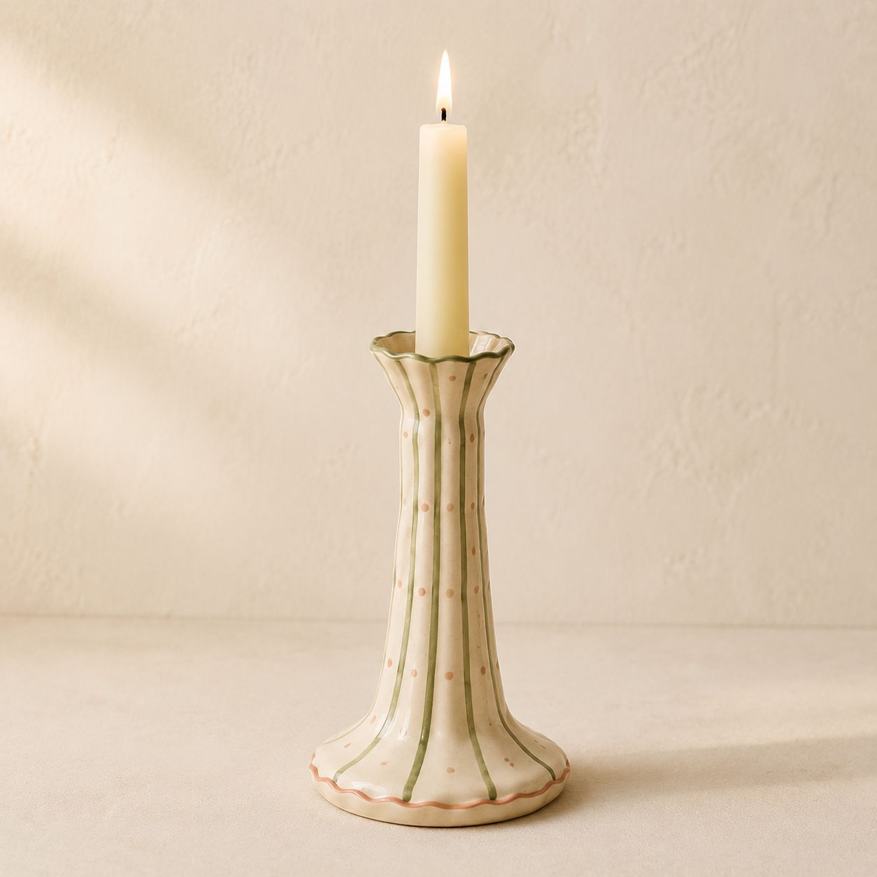 Fluted Stripe Taper Holder — handmade candle holders