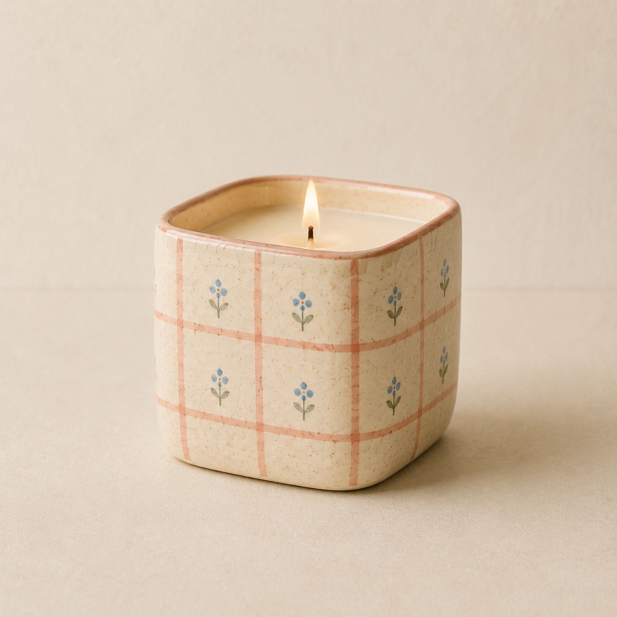 Grid Floral Candle Vessel — handmade candles