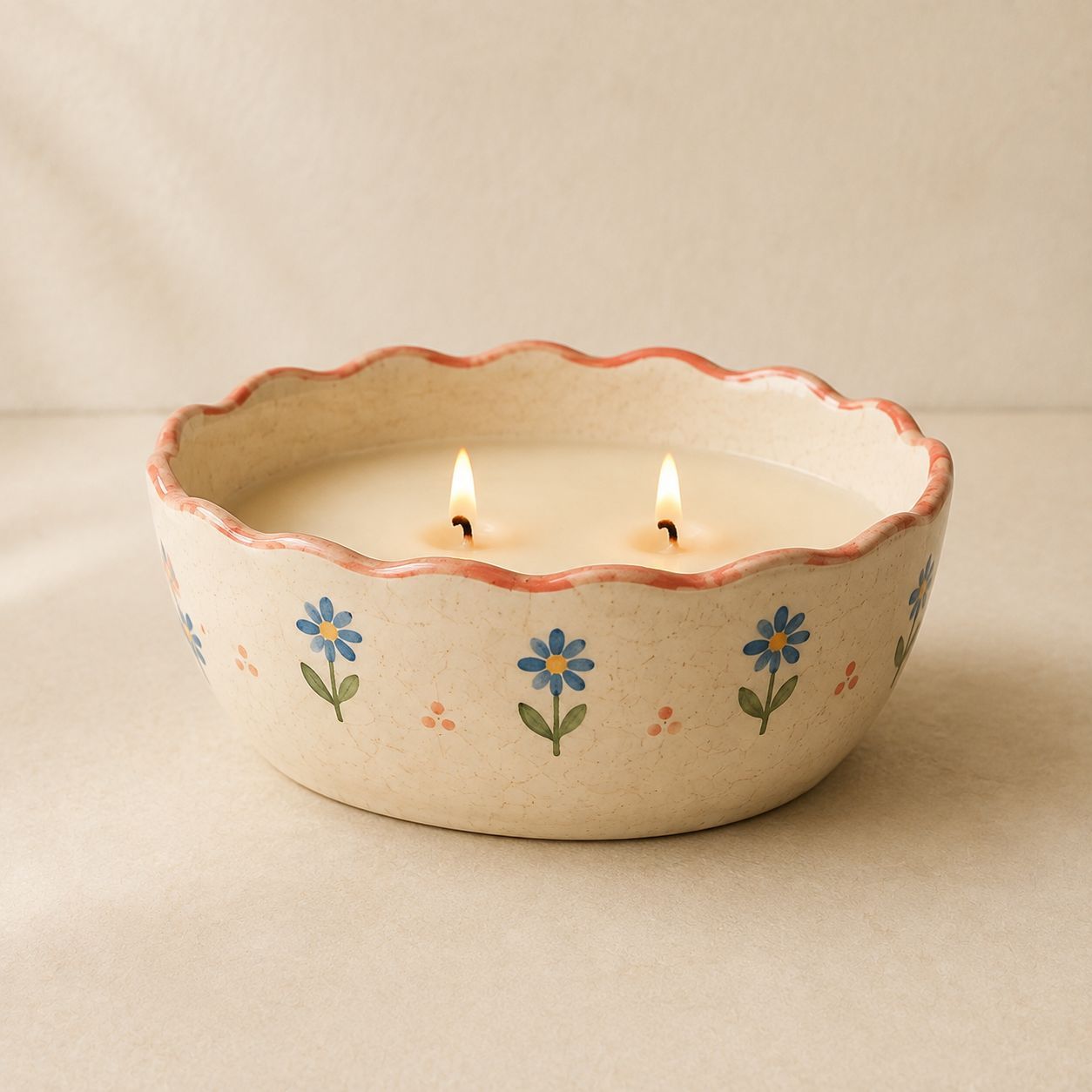 Daisy Scallop Candle Bowl — handmade candles