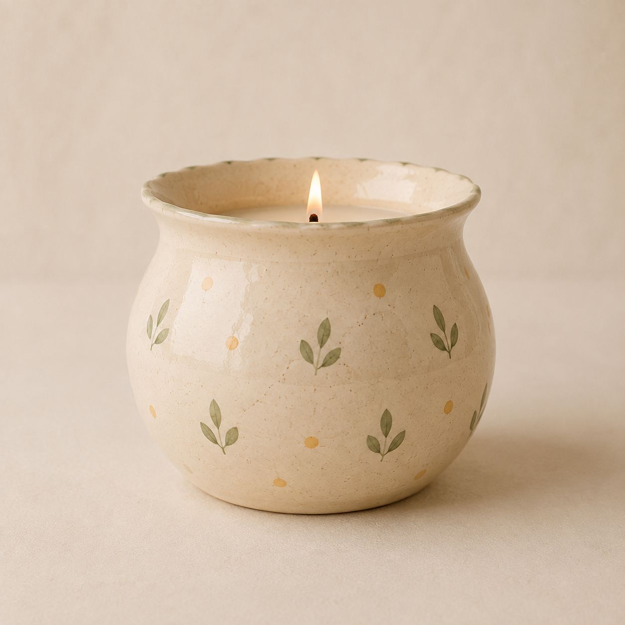 Leaf Sprig Candle Pot — handmade candles