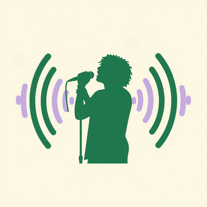 Illustrated cover art for the Respect episode of PONDER, a bold soul singer silhouette with soundwaves