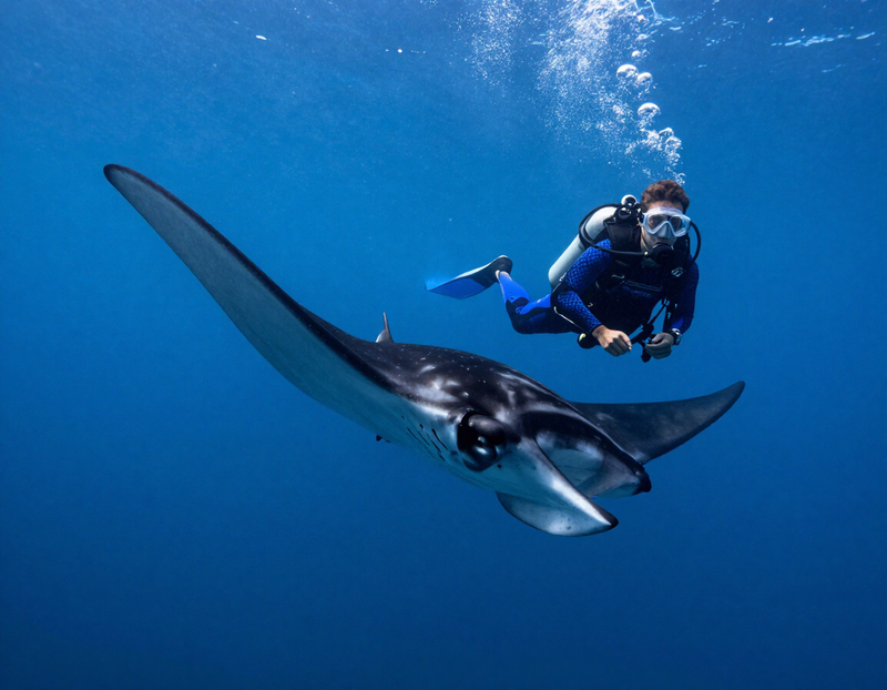 Two scuba divers swimming over the seabed