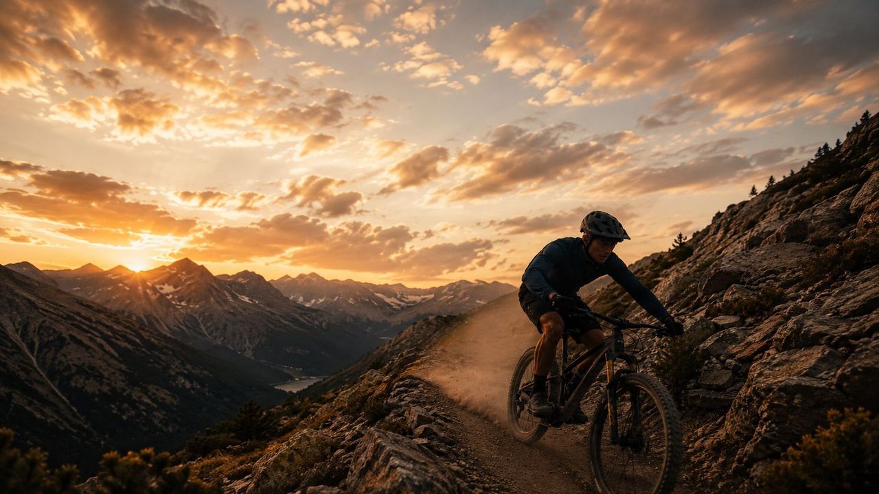 Mountain biker on rocky trail